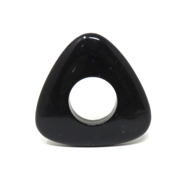 Black Stone Triangle Donut - 40mm - Hole Size 15mm - Trillion - Pendant - Colors Vary Slightly With Some Texture- Located in USA