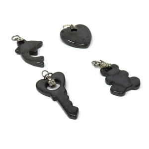 Hematite Pendants - Bear - Key - Heart - Dolphin - Fish