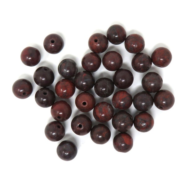 Poppy Jasper Stone Beads - Round - 8mm - Small Hole - Pack of 30