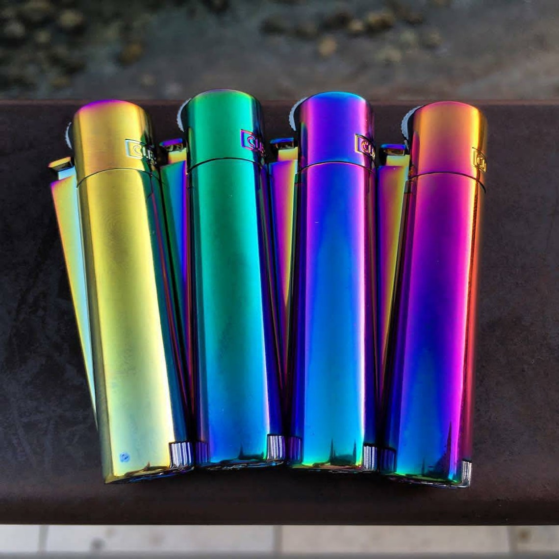 Personalised Engraved Clipper Metal Lighter Silver Black Etsy