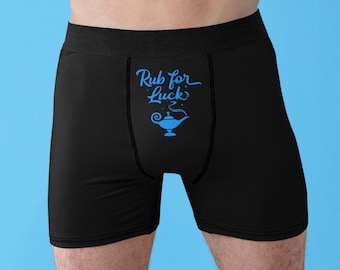 Rub For Luck Mens Boxers, Sexy Adult Boxers, Dirty Boxer Briefs, Naughty Boxers For Him, Birthday Gift For Him, St Patrick&#39;s Day Boxers Sexy