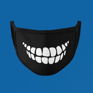 Teeth Face Mask, Washable Face Mask, Funny Mouth Face Mask, Funny Face Masks, Humorous Face Mask, Cute Face Mask, USA Made 100% Cotton, PPE