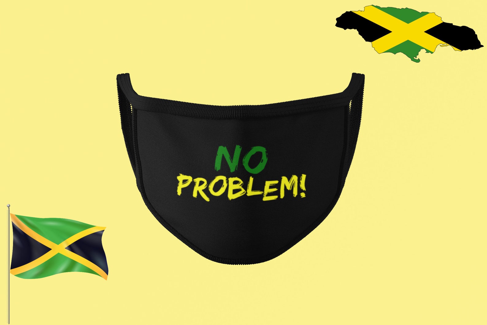 Jamaica No Problem Face Mask JAMAICAN Face Masks Jamaican Etsy