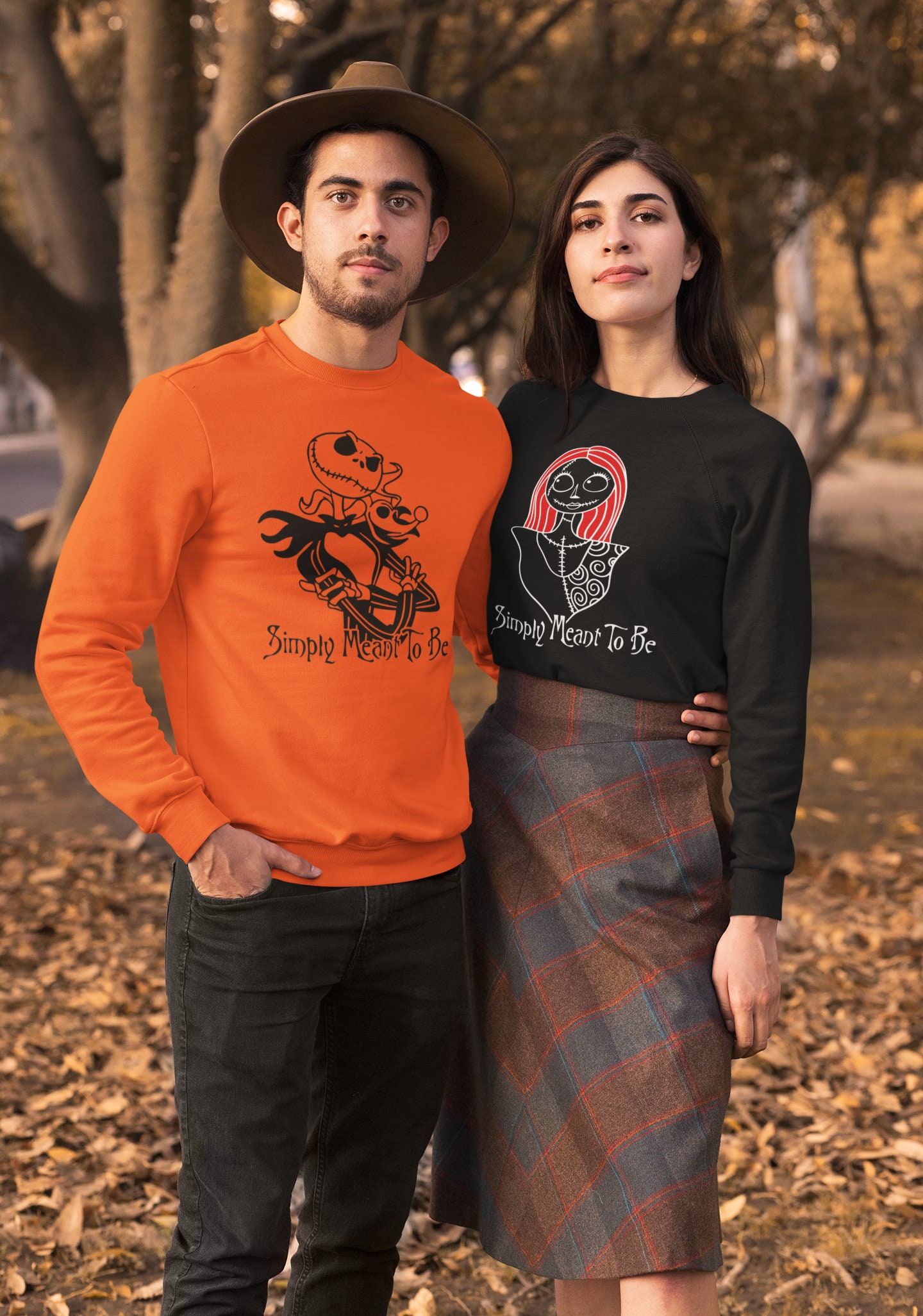 Discover Jack And Sally Simply Meant To Be, The Nightmare Before Christmas, Jack and Sally Couples Matching Halloween Tops, Jack And Sally Hoodie Set