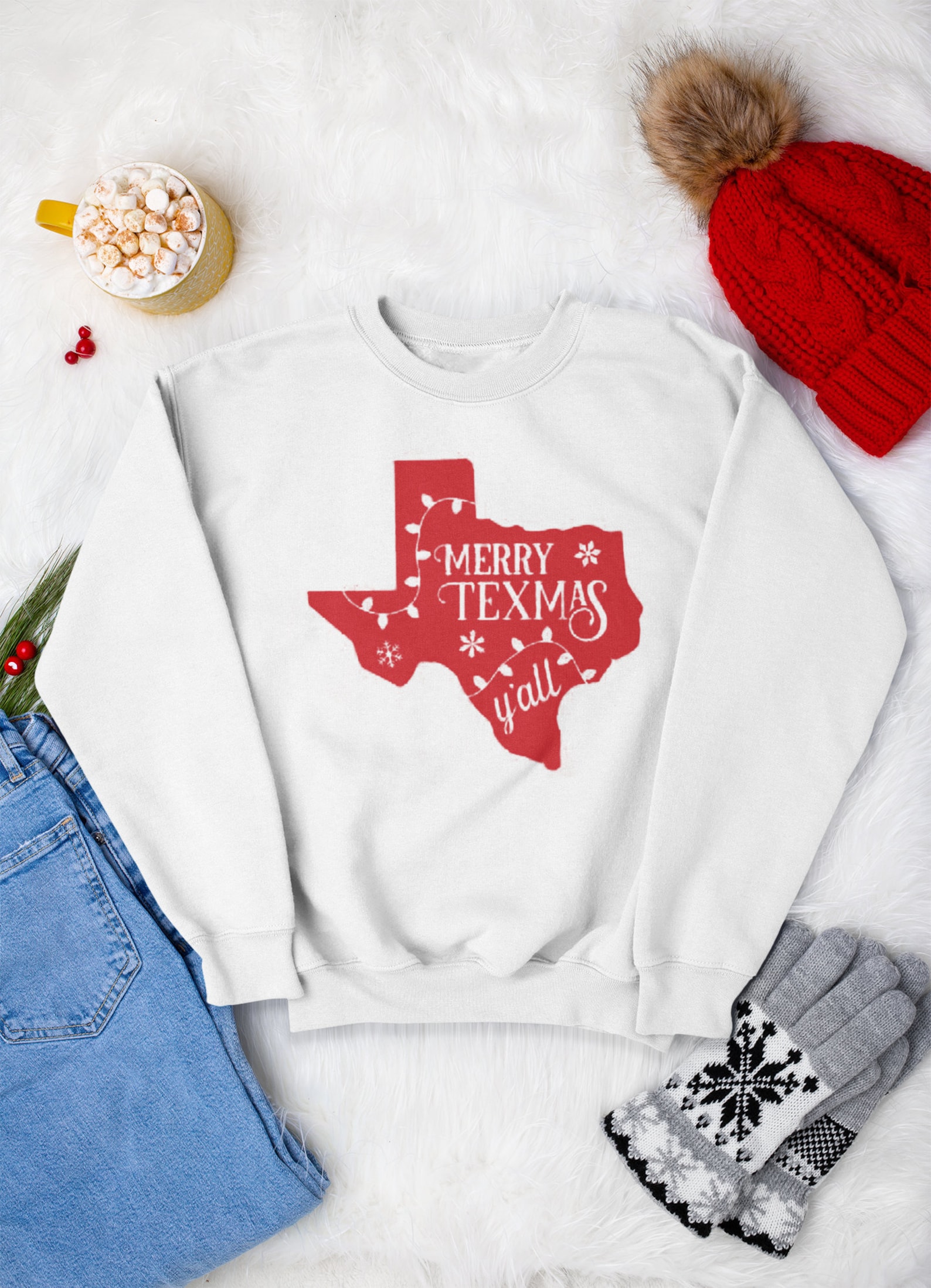 Merry Texmas Y'all Sweatshirt Texas Christmas Sweater Etsy