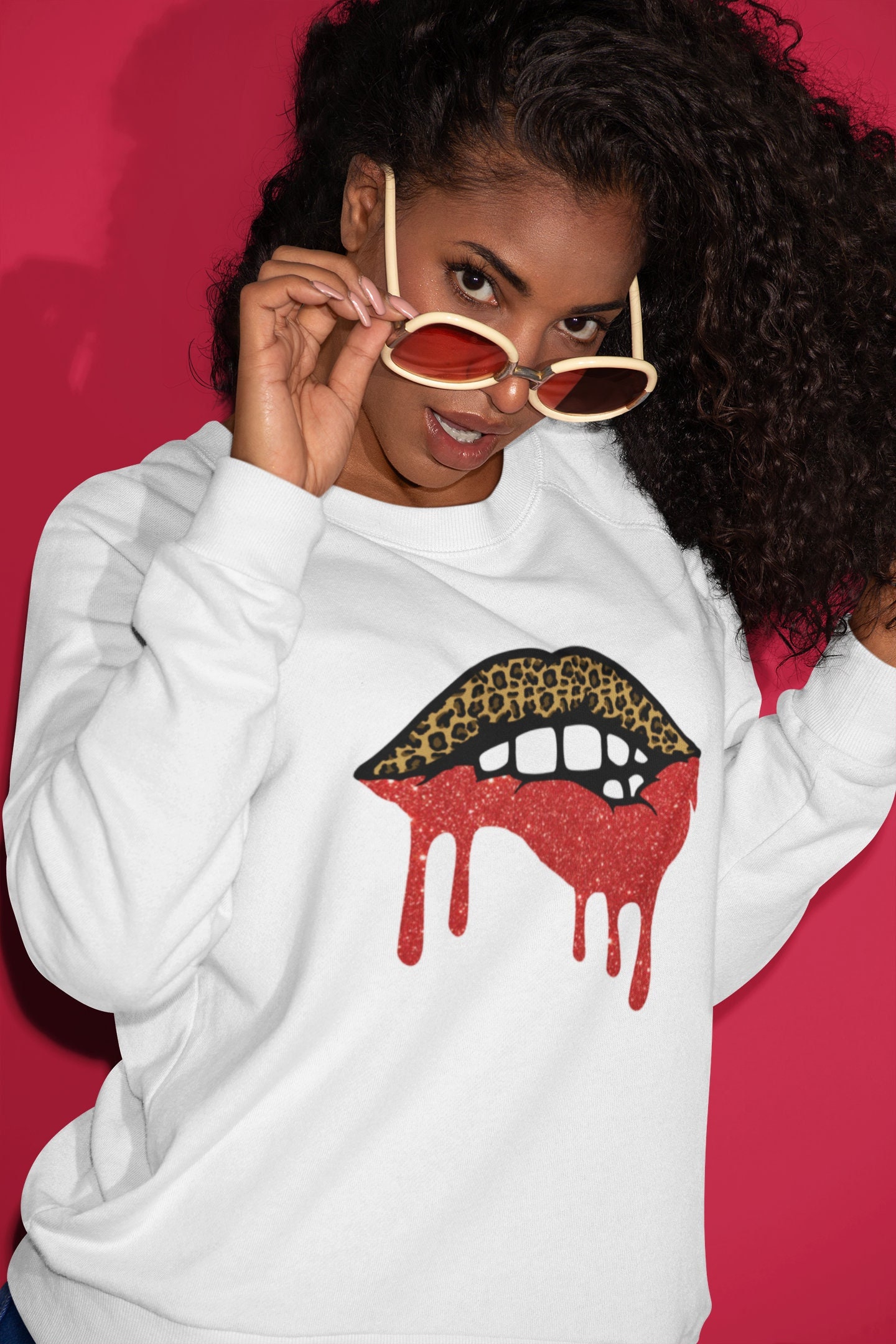 Kiss Lips Sweatshirt Etsy