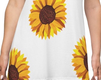 Vestido camiseta con estampado de girasoles