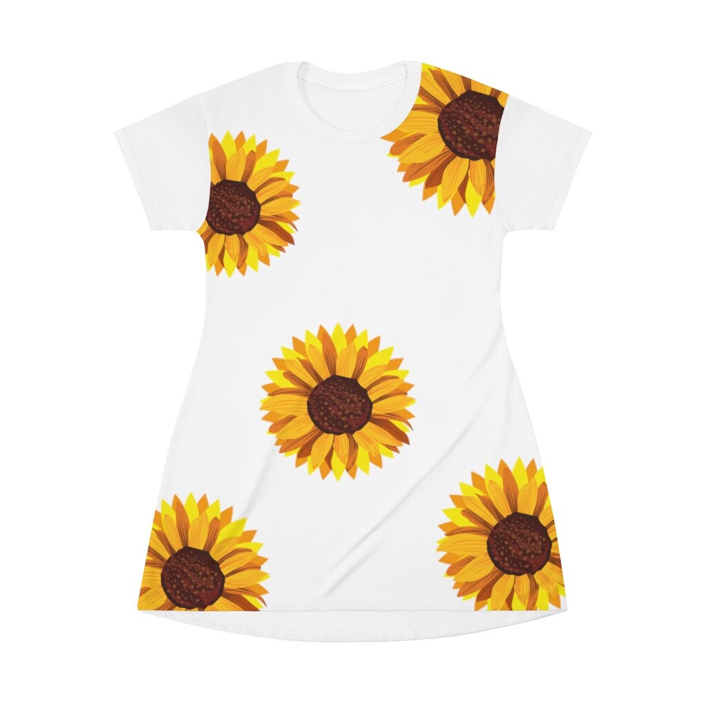 Sunflower All Over Print T-shirt Dress - Etsy