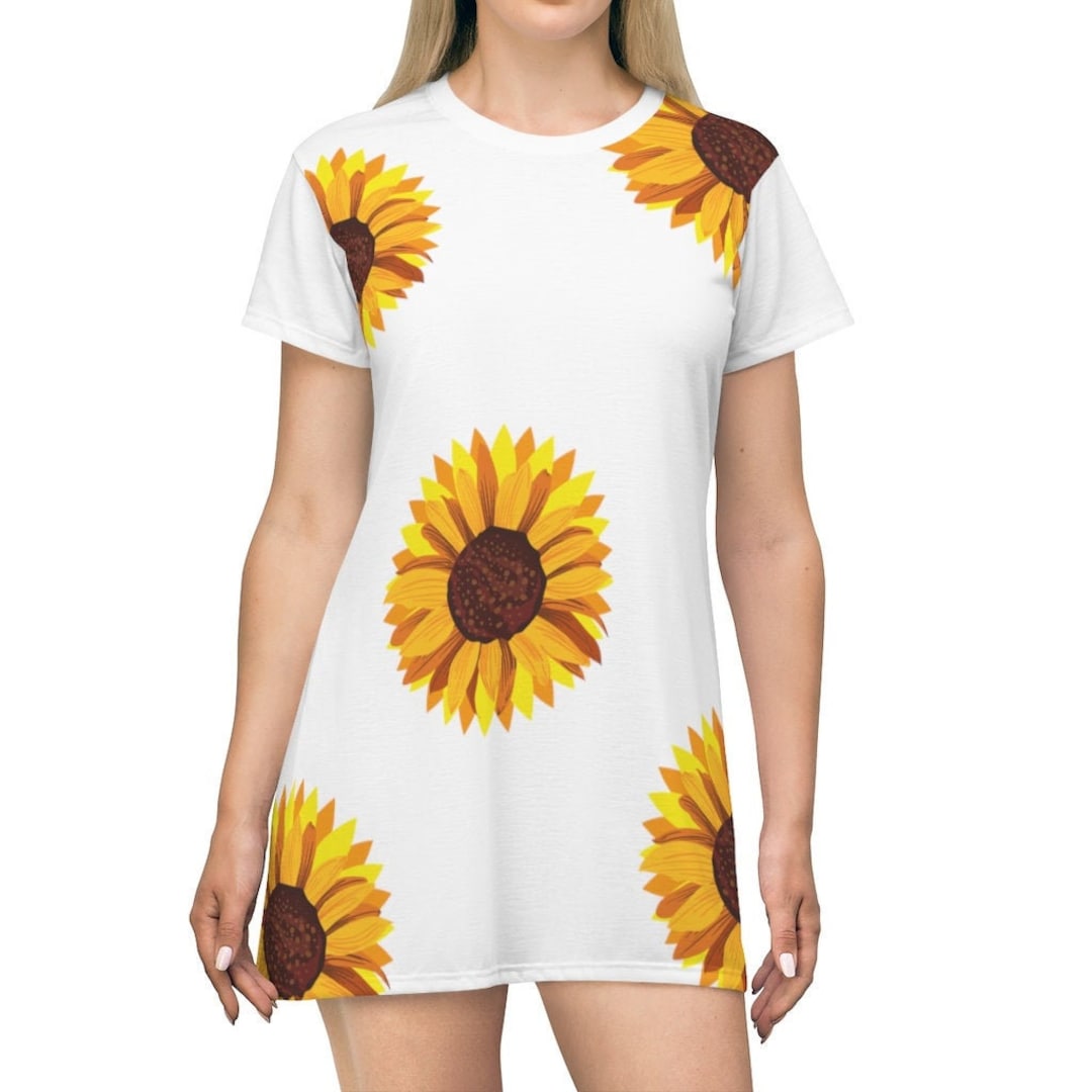 Sunflower All Over Print T-shirt Dress - Etsy