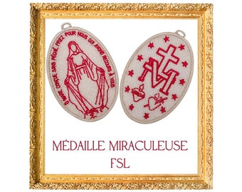 FSL embroidery design for miraculous medal embroidery machine