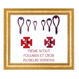 Embroidery design for scout scarf embroidery machine with single edging, double edging and cross SUF