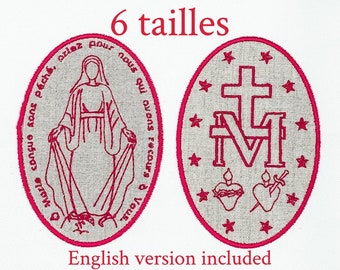 Embroidery design for miraculous medal embroidery machine