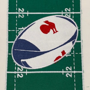 Embroidery pattern for rugby theme embroidery machine