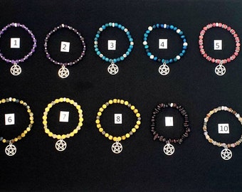 Pentacle Charm Bracelet (14 Gemstone Options)