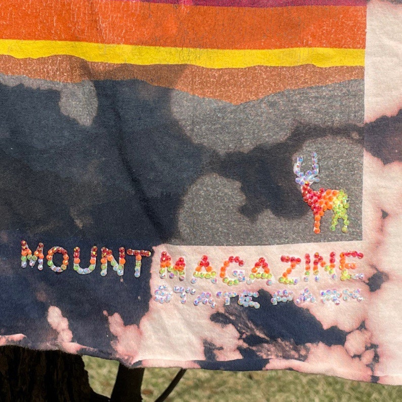 Arkansas State Park Bleach Dye Acid Wash Reverse Dye Tie Dye Bedazzled Cropped Tshirt Crop Top
