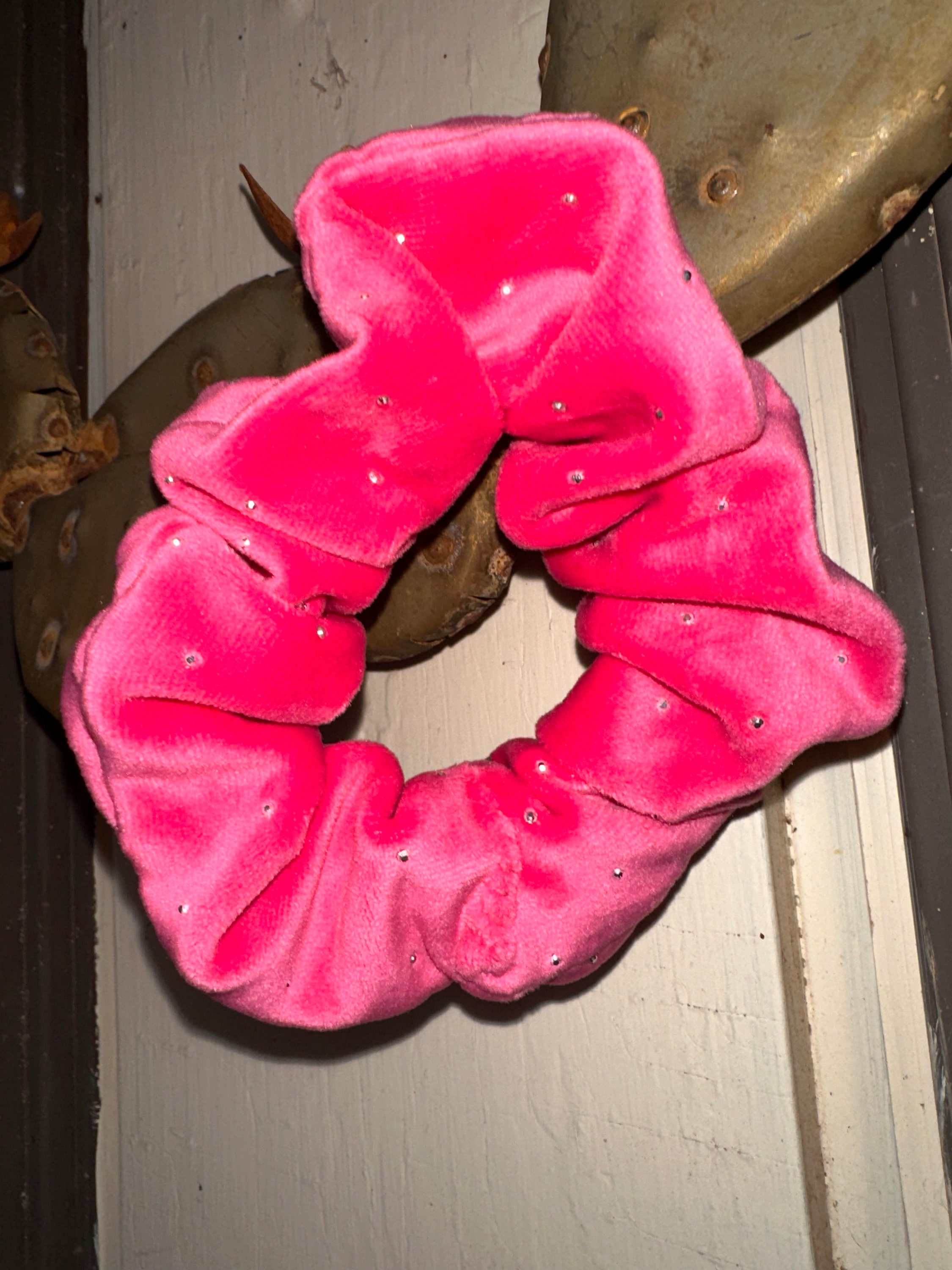 Juicy Couture Pink Rhinestone Velour Scrunchie - Etsy