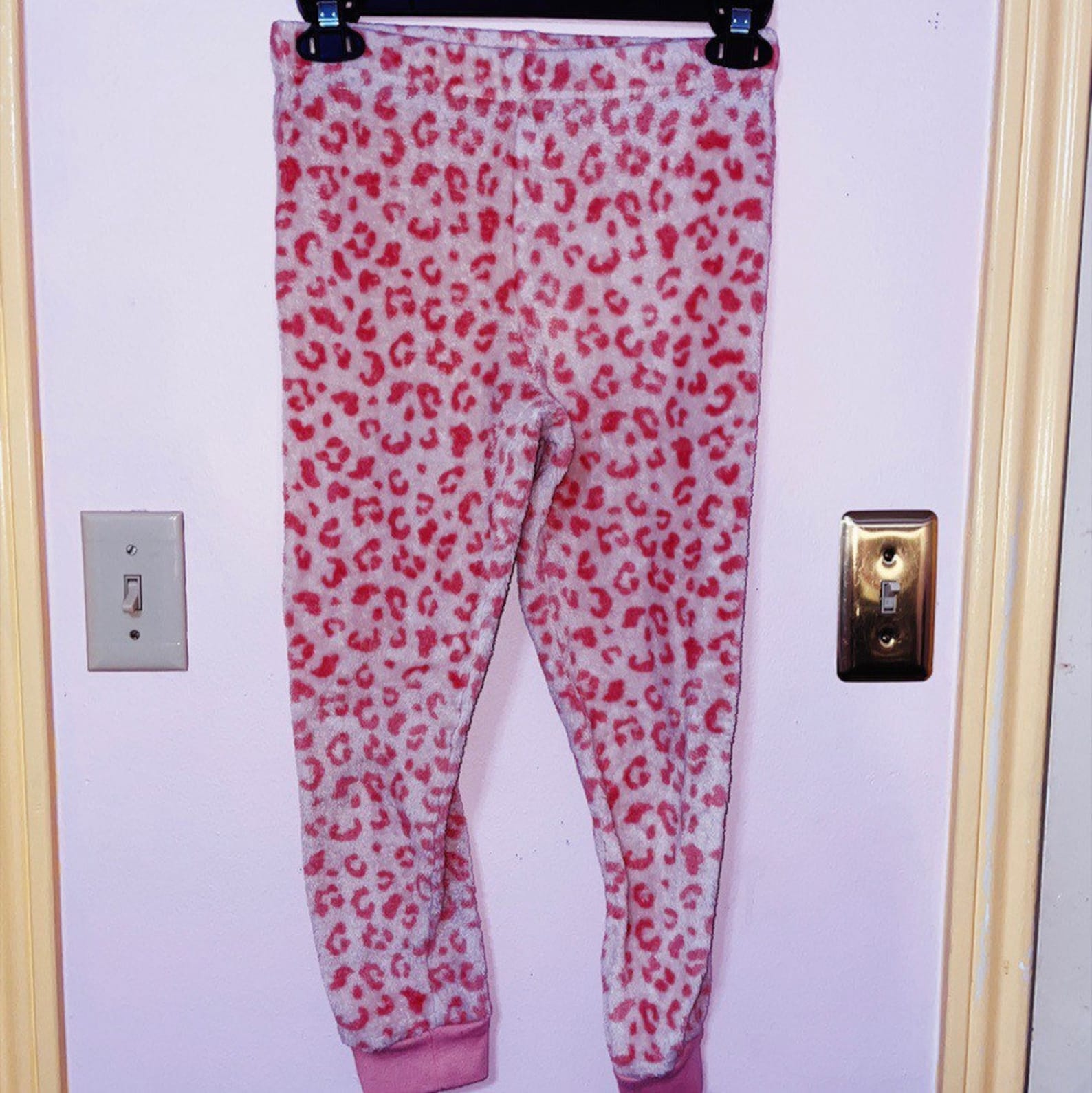 Pink Leopard Print Pajama Pants Pajama Bottoms Fleece Pajama - Etsy