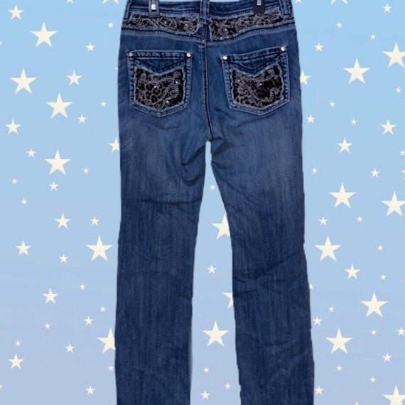 Y2K Jeans Diamond Studded Leopard Print 