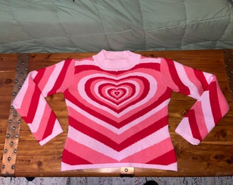 Y2K Tight Knit Heart Pattern Knit Long 