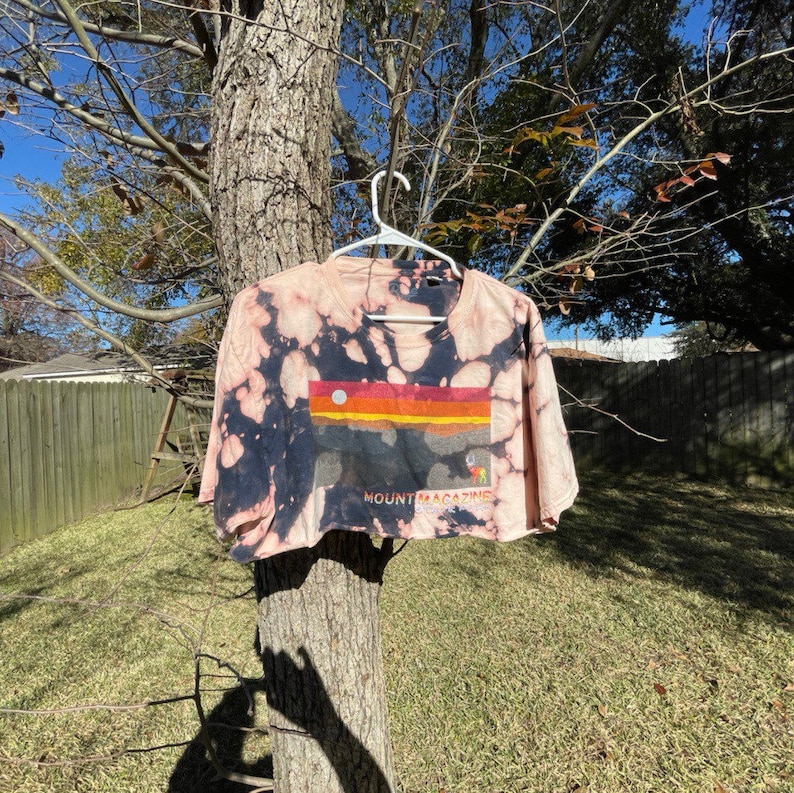 Arkansas State Park Bleach Dye Acid Wash Reverse Dye Tie Dye Bedazzled Cropped Tshirt Crop Top