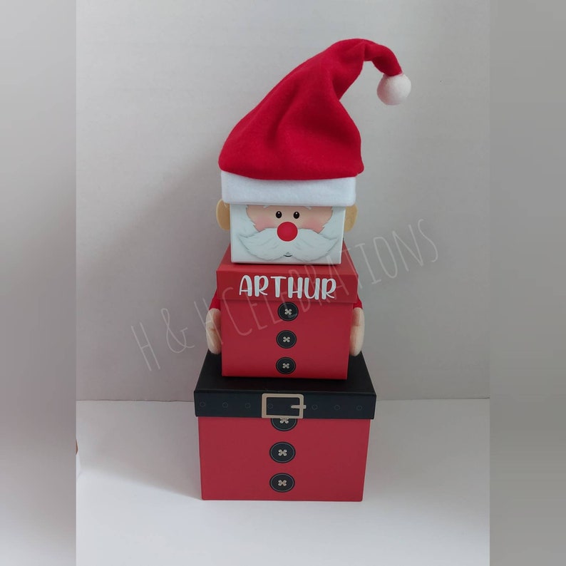 Christmas Stacking Boxes, Christmas Eve Boxes, Personalised Santa, Elf
