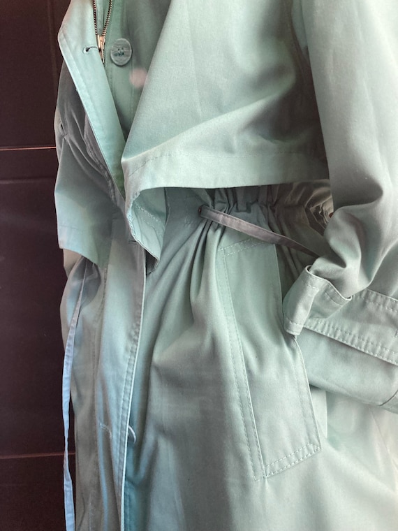 Vintage Gucci Style Trench Coat Oversized Sea Moss Green With Light Blue Piping Adjustable Waist Pockets Fulled Lined 80s New Romantic Etsy UK