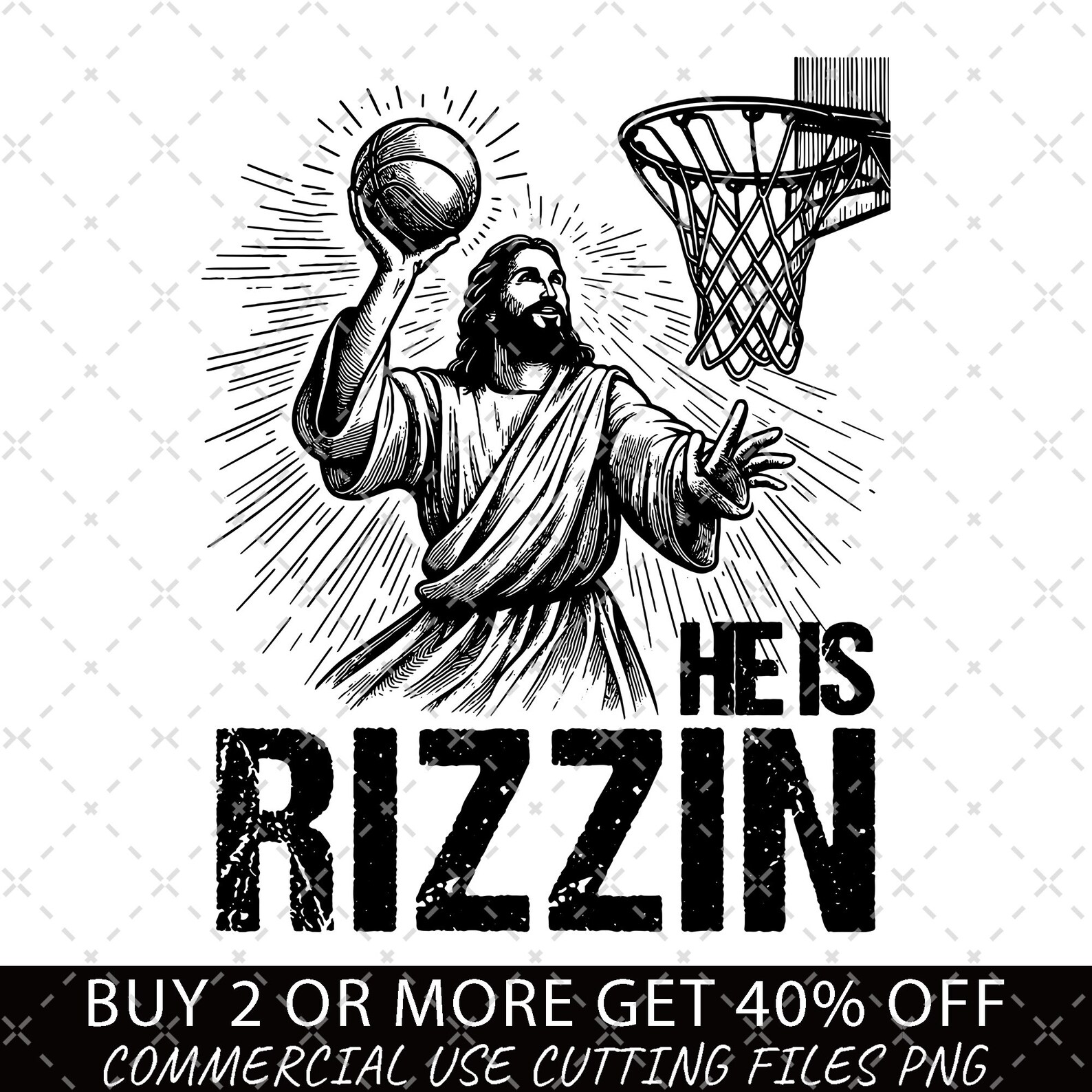 He is Rizzin' Png Digital File, Jesus Playing Basketball Png, Funny ...
