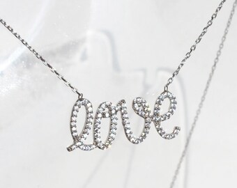 Collana Donna Argento 925 Con Scritta Love You E Mamma: Ciondolo A Forma Di Parola, Catena 45+5cm, Regalo Per Festa Della Mamma, Compleanno, Fidanzata