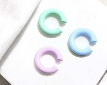 Sterling Silver Pastel Color Chunky Ear Cuff, Purple Pink Mint Cuff Earrings, Thick Wrap Earrings, Baby Blue No Piercing Cartilage Earrings