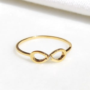 14K Solid Gold Infinity Symbol Ring, Dainty Gold Promise Ring, Tiny Thin Eternal Love Ring, Minimalist Gold Jewelry, Elegant Gift for Her