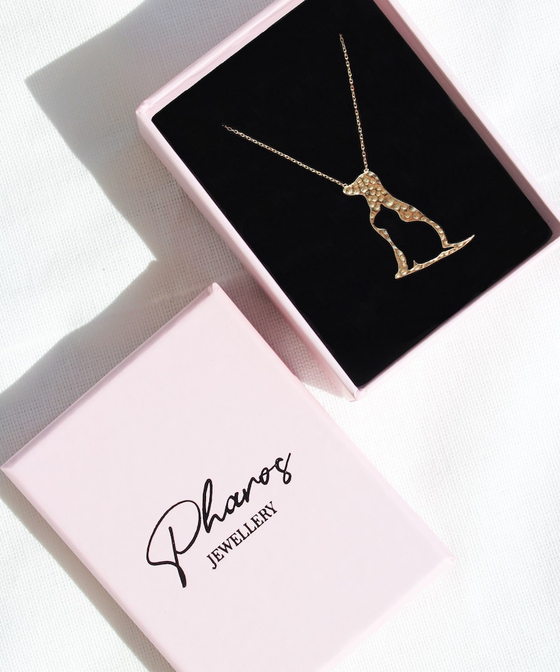 14K Solid Gold Dog and Cat Silhouette Necklace, Dainty Fur Mom Necklace, Dog & Cat Owner Pendant, Pet Memorial Keepsake, Animal Lover Gift image 7