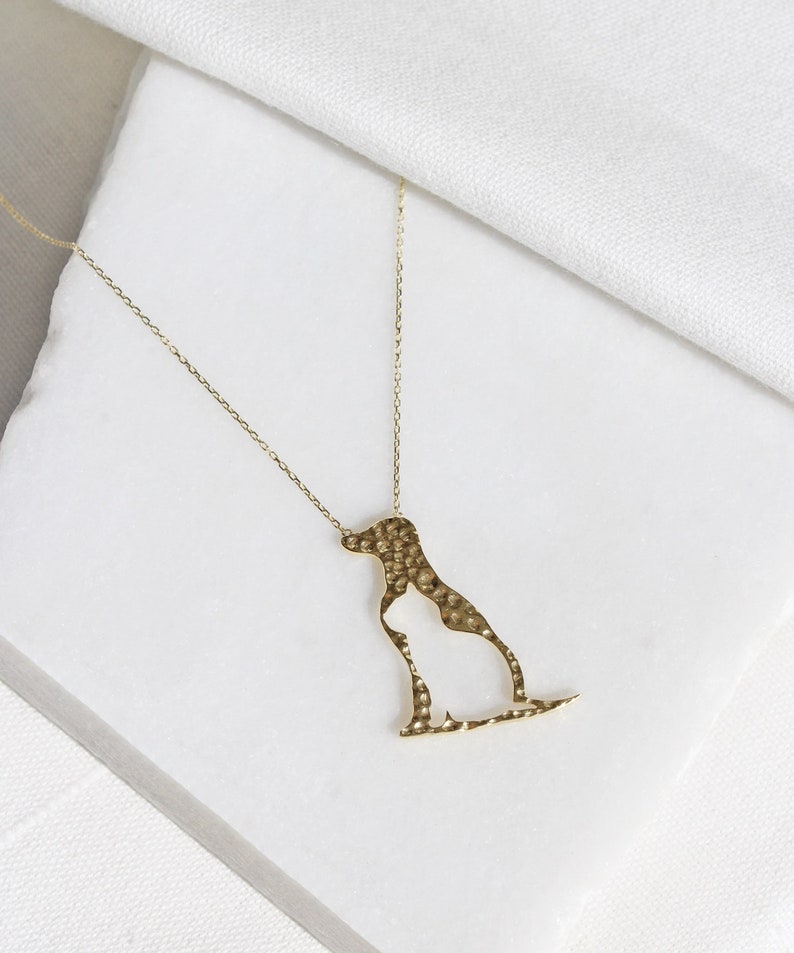 14K Solid Gold Dog and Cat Silhouette Necklace, Dainty Fur Mom Necklace, Dog & Cat Owner Pendant, Pet Memorial Keepsake, Animal Lover Gift image 6