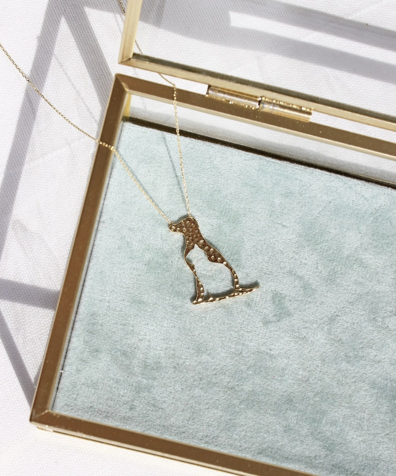 14K Solid Gold Dog and Cat Silhouette Necklace, Dainty Fur Mom Necklace, Dog & Cat Owner Pendant, Pet Memorial Keepsake, Animal Lover Gift image 9