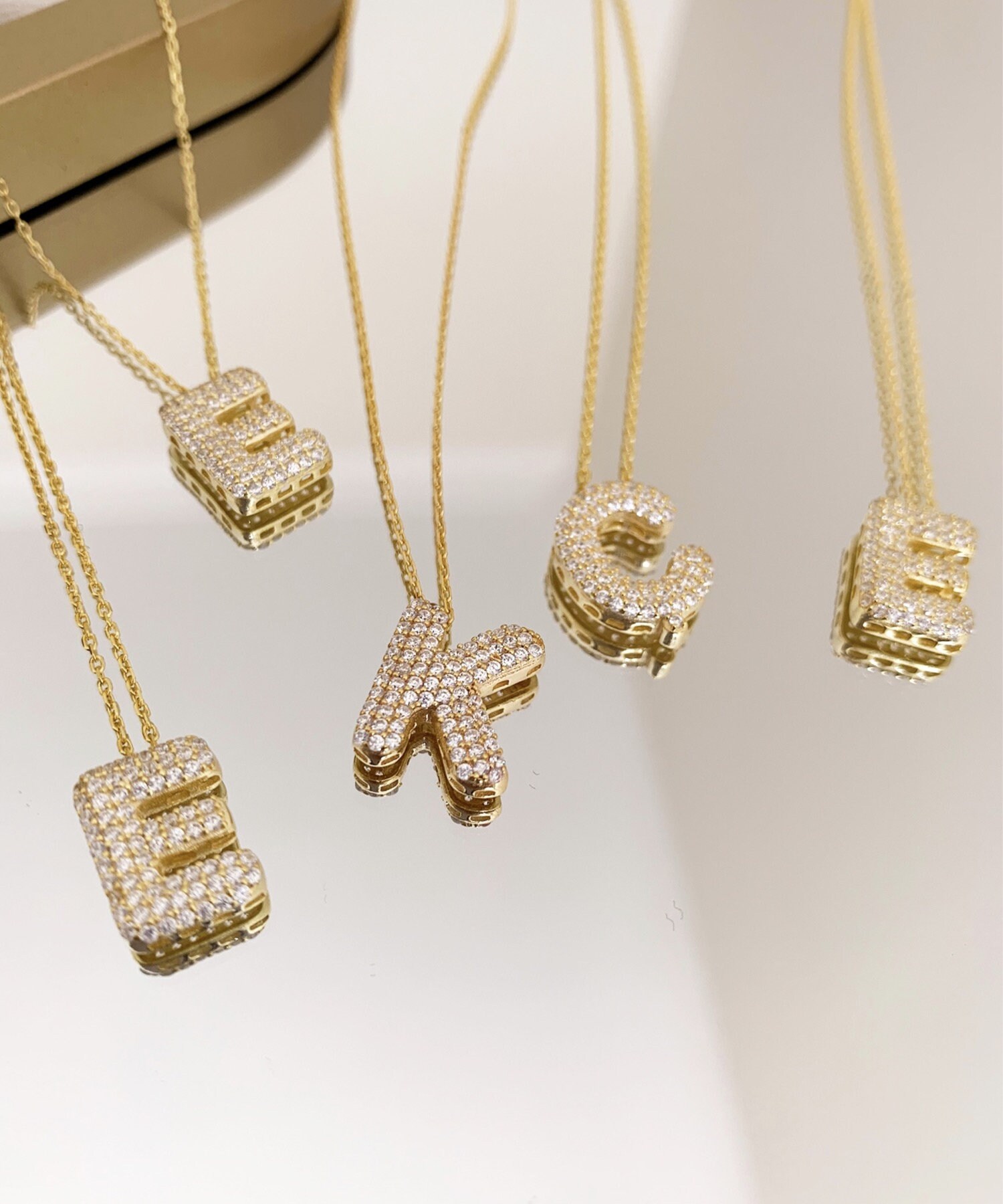 cz pave Initial Alphabet charms spacer, Gold, sold per pkg of 1set