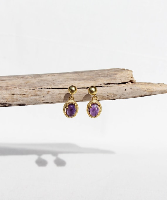 Orecchini Con Ametista E Diamanti Oro Giallo 18 Kt Prodotto Artigianale - Foto 11