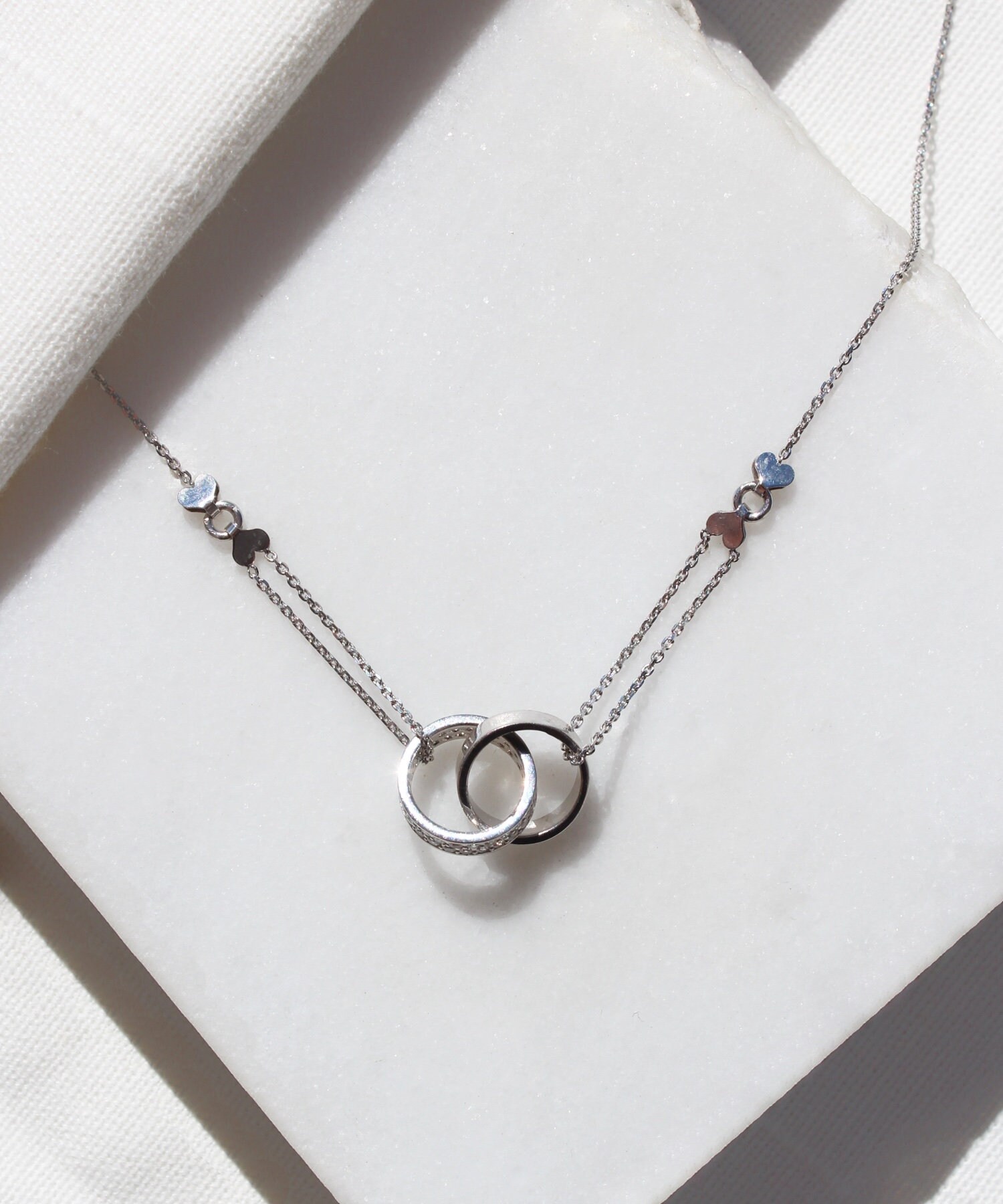 ★SENTIMENTS★ NO.320 [SILVER] TWO RING NECKLACE Amazon.com: STROLLGIRL Sterling Silver Two Interlocking