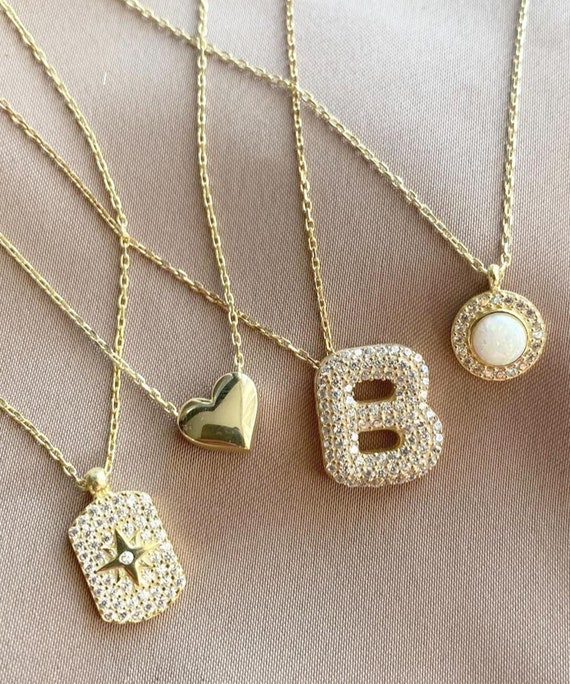 Bubble Letter Necklace / 925 Sterling 