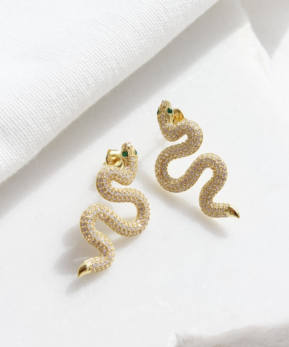 Snake Stud Earrings 14k Gold-plated Silver Snake Stud Earrings 14k Gold-plated Silver