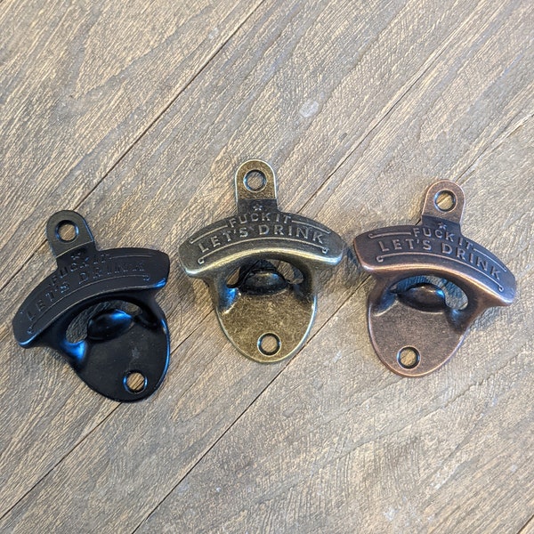Wall Mount Bottle Opener Black Oil Rubbed Bronze Weathered Gold  with screws *Free Shipping*