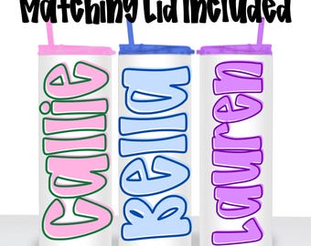 Vaso personalizado con nombre – Tapa de color, sublimado, ideal para vacaciones en la playa, regalo personalizado, fuente bonita y divertida. ¡Compra 3 y llévate 1 gratis!