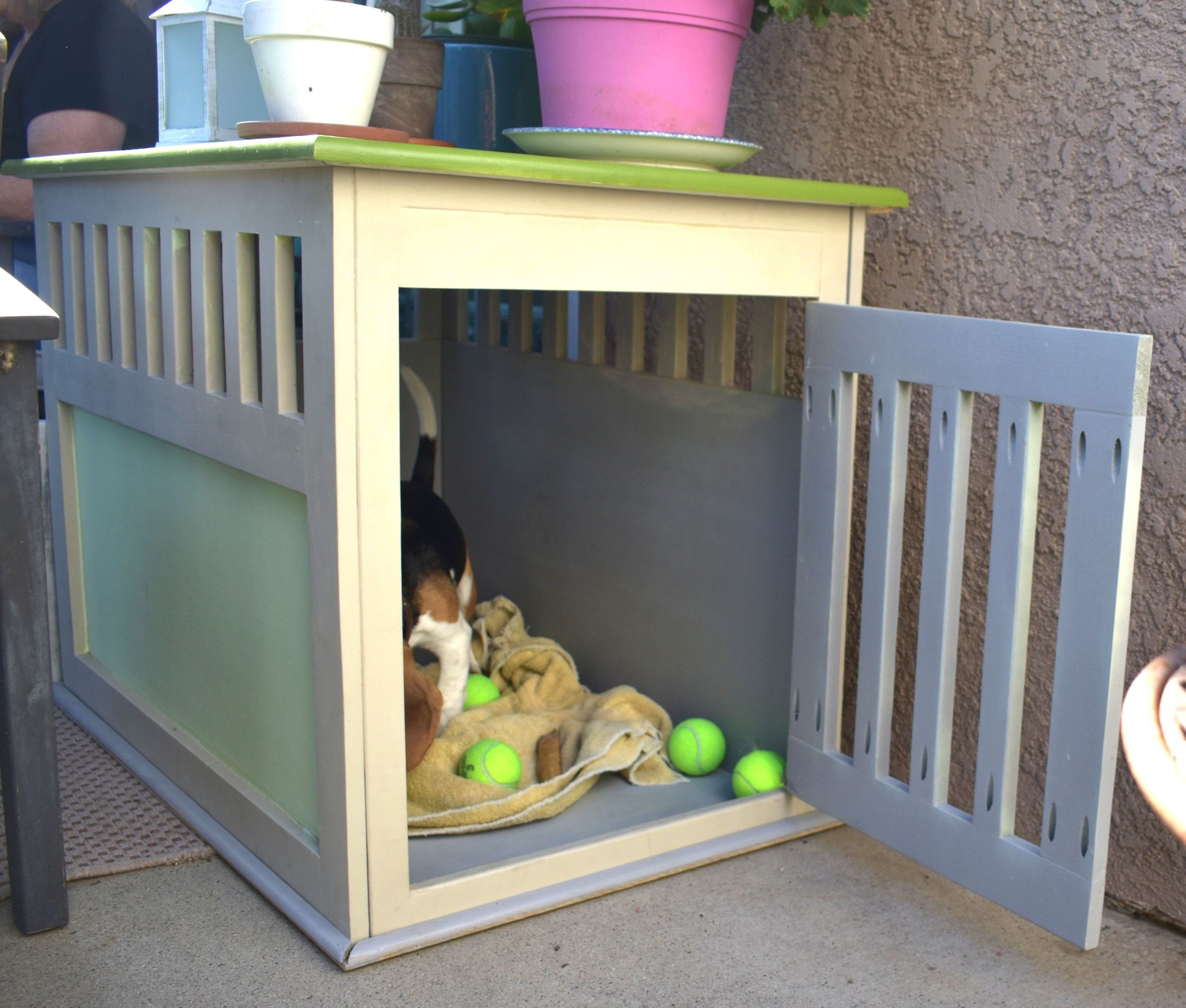 Custom Wood Pet Kennel End Table Etsy