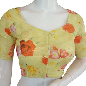 Yellow Color Multi Sequence Readymade Saree Blouse ,Indian Readymade Blouse in USA