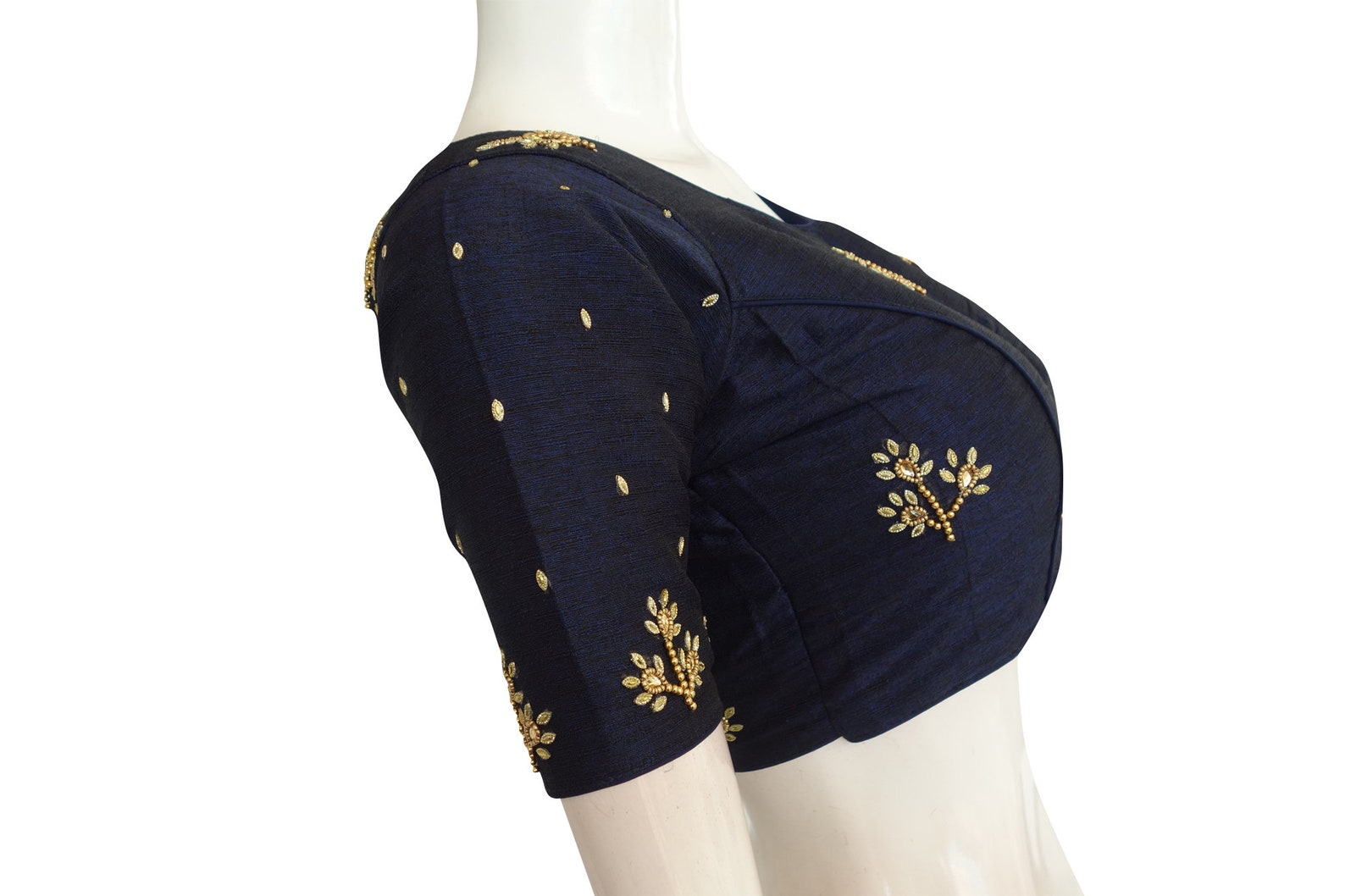 navy blue blouse aari work