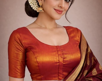 Plain Tissue Silk Saree Readymade  Blouse |  Multiple Colors | Ethnic Wedding & Festive Wear