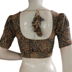 Kalamkari Readymade Saree Blouse With Puff Sleeves, Kalamkari Designer Blouse in USA