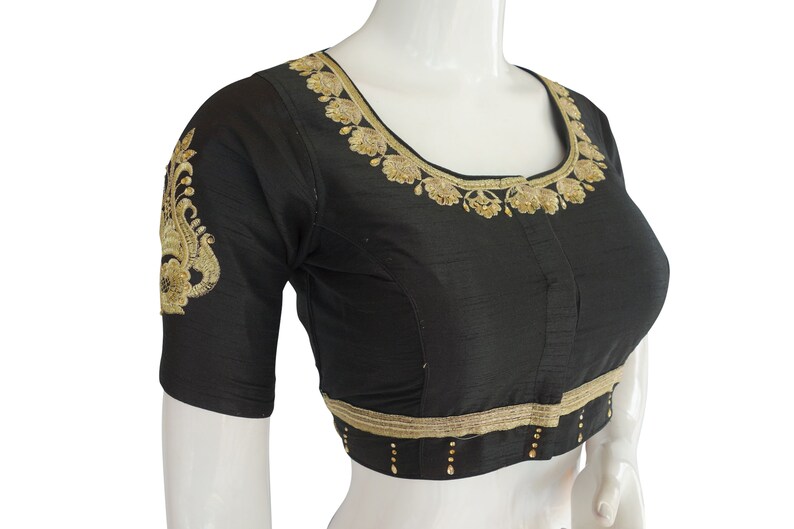 Black Color Designer Embroidered Readymade Saree Blouse - Etsy