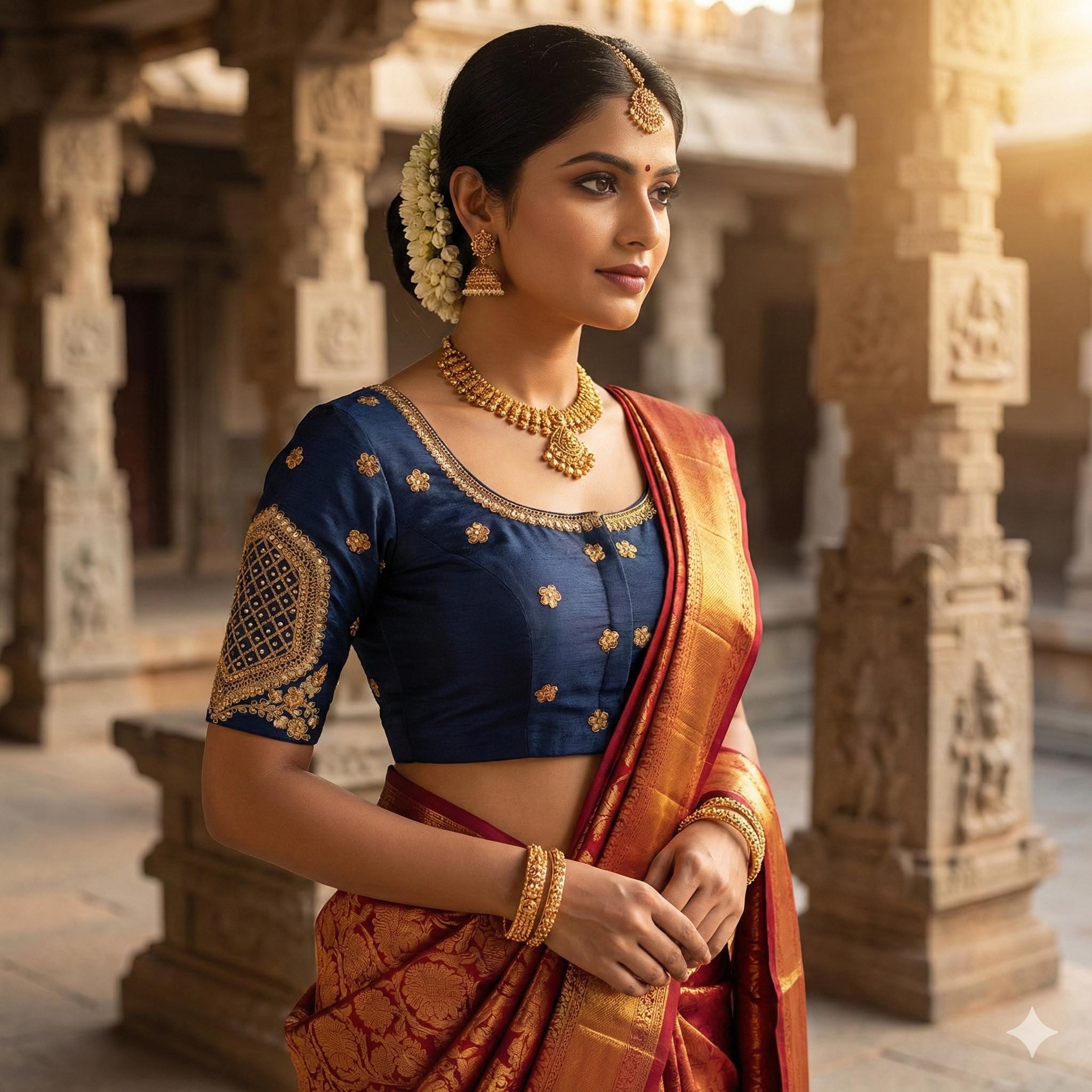 Dark Teal Blue Color Semi Silk Designer Embroidery Saree Readymade