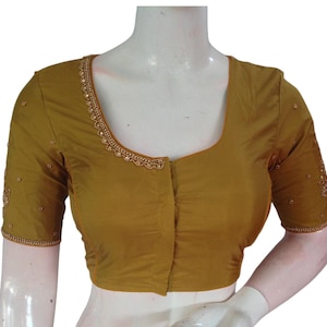Indian Ethnic Aari Handwork Wedding Silk Saree Readymade Blouse | USA