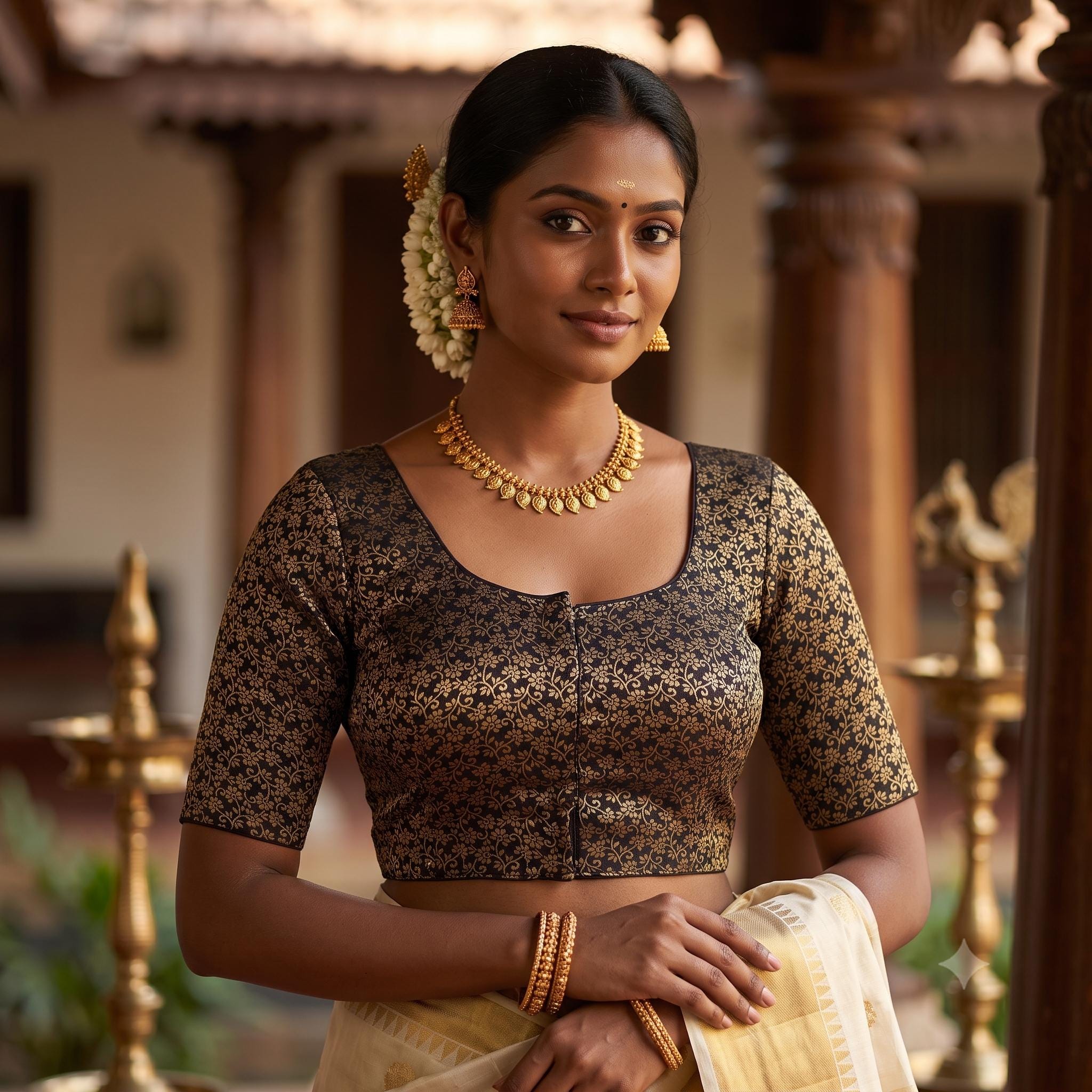 Timeless Brocade Silk Readymade Saree Blouse | USA ,princess Cut