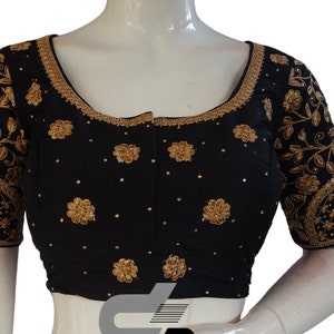 Black Color Saree Blouse, Designer Embroidery Saree Readymade Blouse, Indian Choli top in USA
